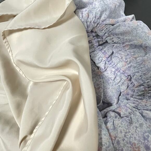 GU Lilac Floral Smocked Waist Long Sleeve Midi Dress M - Picture 7 of 8